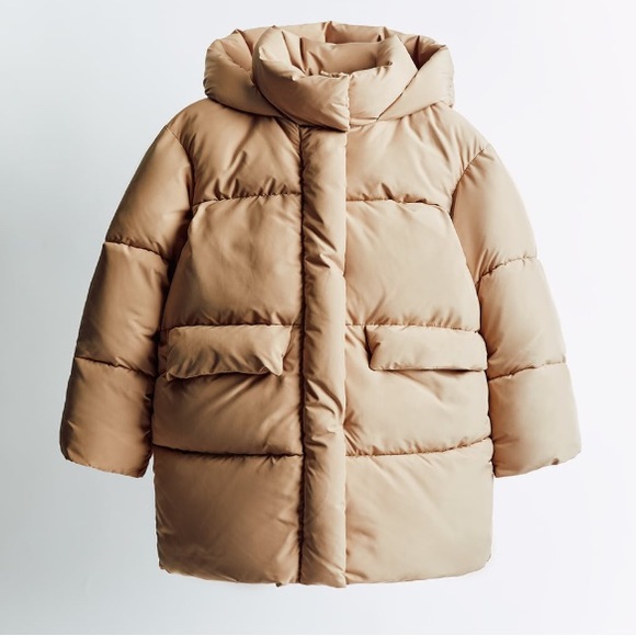 Brown Zara Tan Puffer Coat LONG PUFFER JACKET Sand ZARA Australia